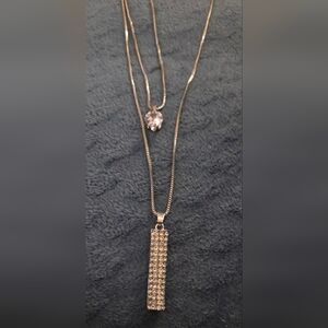 Double Strand Necklace With Bar Pendant